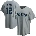 Men's No.12 Connor Wong Boston Red Sox Gray Replica Road Cooperstown Collection Jersey