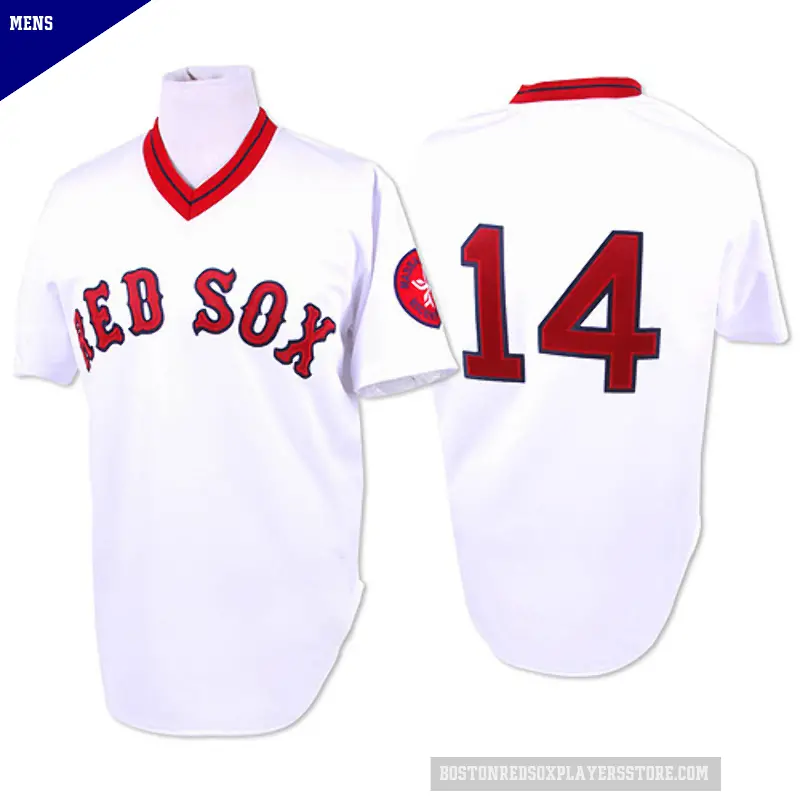 Men's No.14 Jim Rice Boston Red Sox White Replica 1975 Throwback Jersey