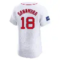 Men's No.18 Hirokazu Sawamura Boston Red Sox White Elite Home Patch Jersey