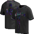 Men's No.19 Fred Lynn Boston Red Sox Black Replica Holographic Alternate Jersey