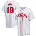 Men's No.19 Fred Lynn Boston Red Sox White Replica 2021 Patriots' Day Jersey