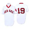 Men's No.19 Fred Lynn Boston Red Sox White Replica Throwback Jersey