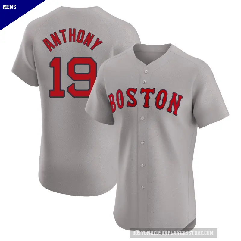 Men's No.19 Roman Anthony Boston Red Sox Gray Elite Road Jersey