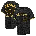 Men's No.23 Romy Gonzalez Boston Red Sox Black Replica Snake Skin City Jersey