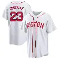 Men's No.23 Romy Gonzalez Boston Red Sox White Replica 2021 Patriots' Day Jersey