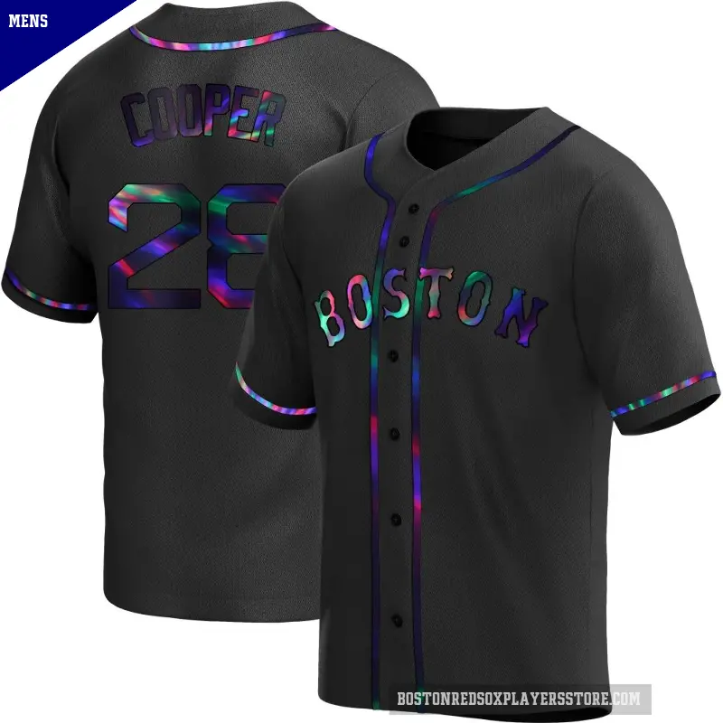 Men's No.28 Garrett Cooper Boston Red Sox Black Replica Holographic Alternate Jersey