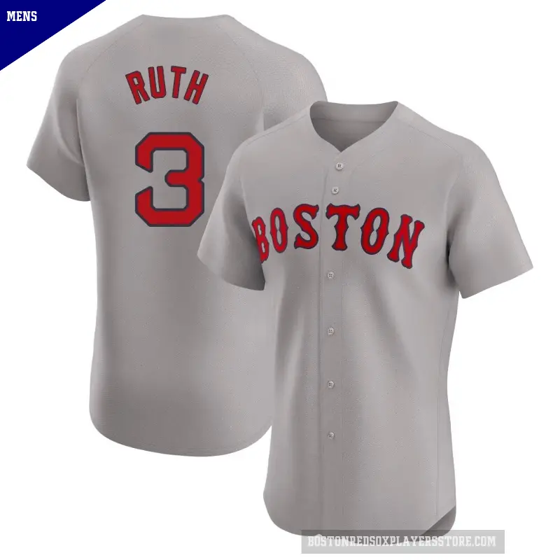 Men's No.3 Babe Ruth Boston Red Sox Gray Elite Road Jersey