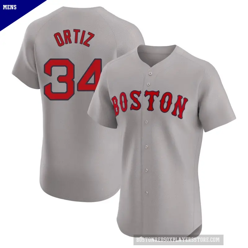 Men's No.34 David Ortiz Boston Red Sox Gray Elite Road Jersey