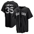 Men's No.35 Garrett Crochet Boston Red Sox Black/White Replica Jersey