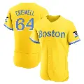 Men's No.64 Cooper Criswell Boston Red Sox Gold/Light Authentic Blue 2021 City Connect Jersey