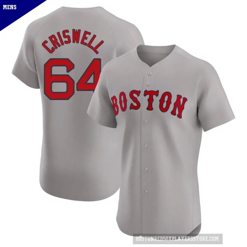 Men's No.64 Cooper Criswell Boston Red Sox Gray Elite Road Jersey