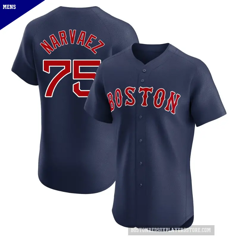 Men's No.75 Carlos Narvaez Boston Red Sox Navy Elite Alternate Jersey