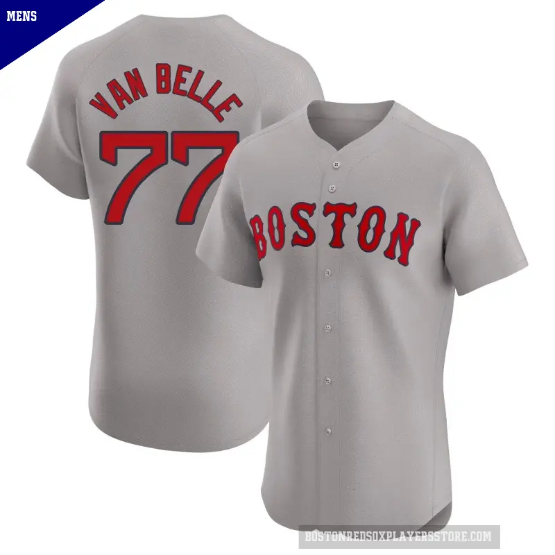 Men's No.77 Brian Van Belle Boston Red Sox Gray Elite Road Jersey
