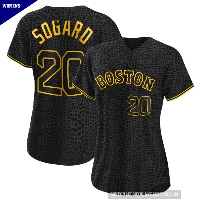 Women's No.20 Nick Sogard Boston Red Sox Black Replica Snake Skin City Jersey