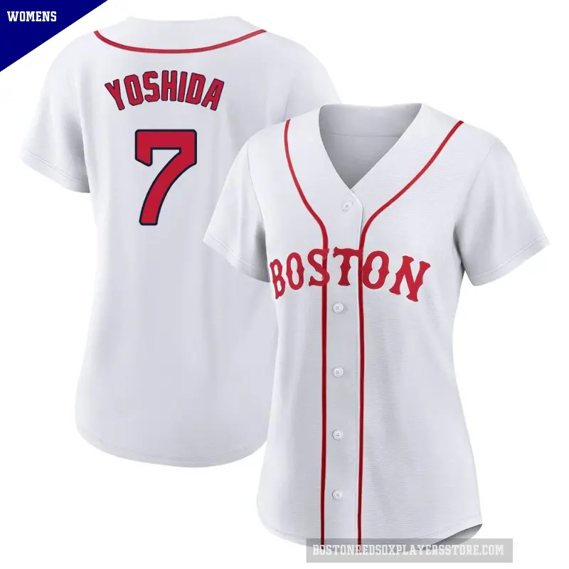 Women's No.7 Masataka Yoshida Boston Red Sox White Authentic 2021 Patriots' Day Jersey