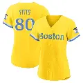 Women's No.80 Richard Fitts Boston Red Sox Gold/Light Replica Blue 2021 City Connect Player Jersey
