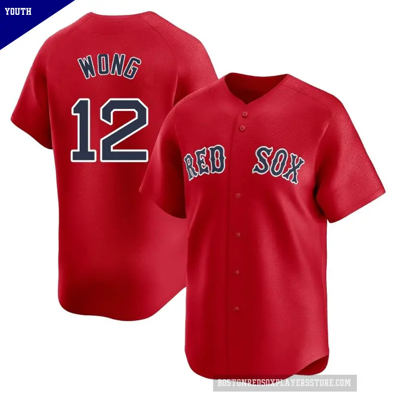 Youth No.12 Connor Wong Boston Red Sox Red Limited Alternate Jersey