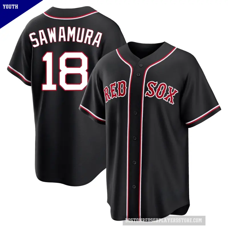 Youth No.18 Hirokazu Sawamura Boston Red Sox Black Replica Fashion Out Jersey