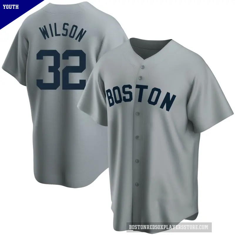 Youth No.32 Justin Wilson Boston Red Sox Gray Replica Road Cooperstown Collection Jersey