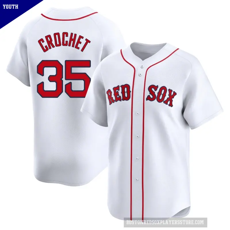 Youth No.35 Garrett Crochet Boston Red Sox White Limited Home Jersey